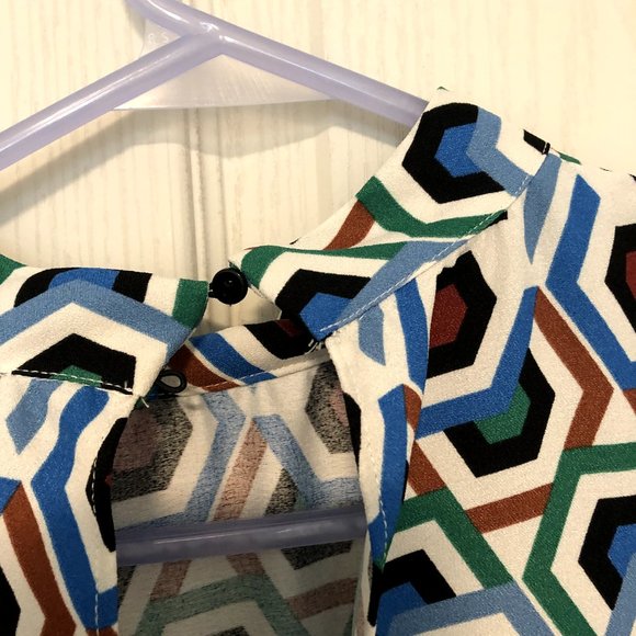 Zara Retro Geometric Print Mini Dress Size M - Picture 3 of 6